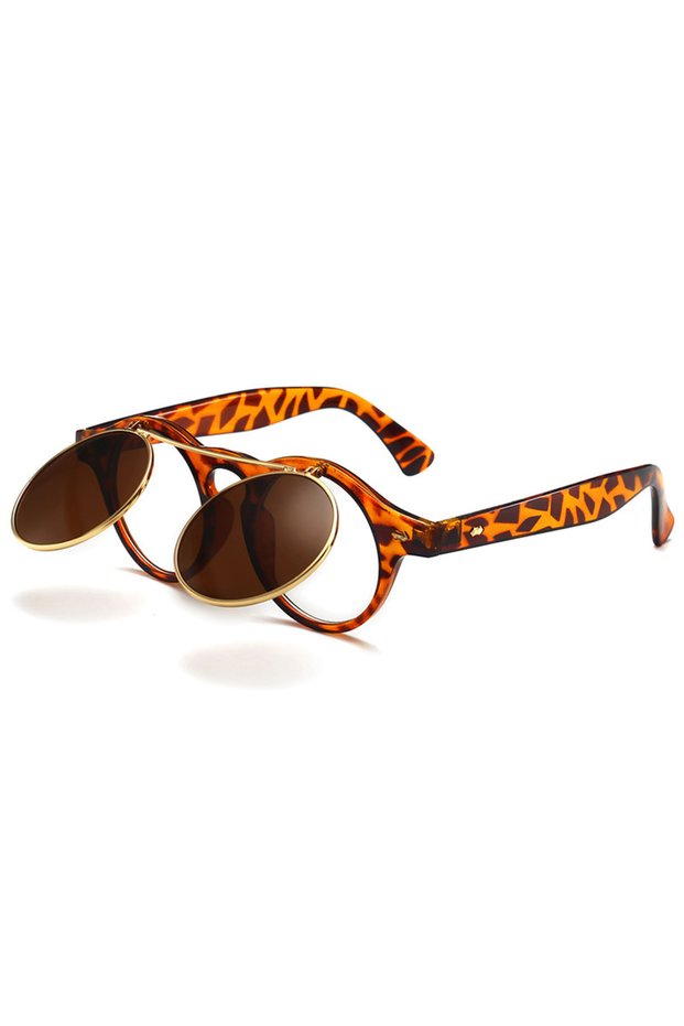 MULTI 4 New Vintage Flip Cover Round Sunglasses Women Men Circular Sun Glasses Female Eyewear Sungla
