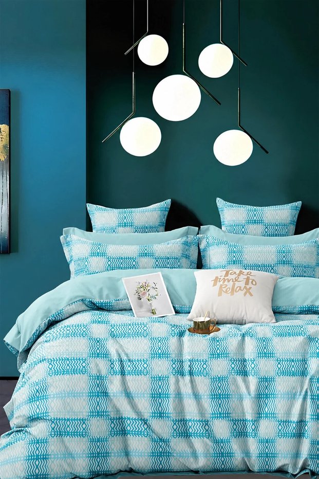 Fitted Sheet Duvet Cover Set Double Motif Çağla