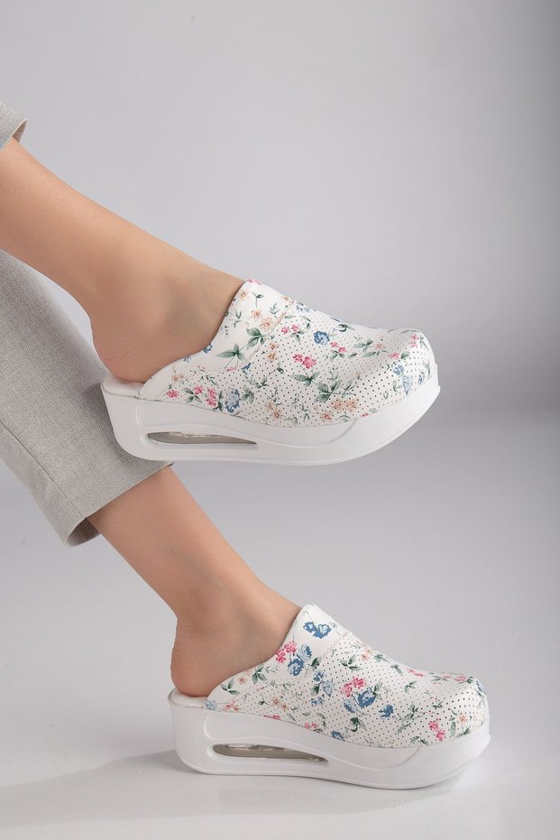 Air Sole Orthopedic Sabo Slippers Doctor Nurse Hospital Chef Slippers Floral 909