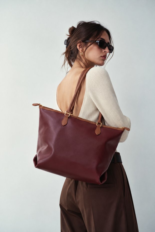 Lenny Strap Shoulder Bag - Shopper Bag Claret Red