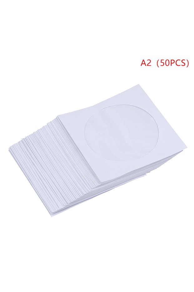 50PCS 50PCS 12.5CM CD DVD Disc Paper Sleeves Envelopes Storage Clear Window Case Flap White Folded P