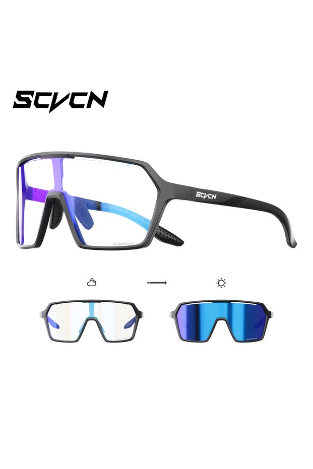 Photochromic-Blue-02 SCVCN Photochromic Sunglasses for Men Cycling Glasses UV400n Women Driving Glas