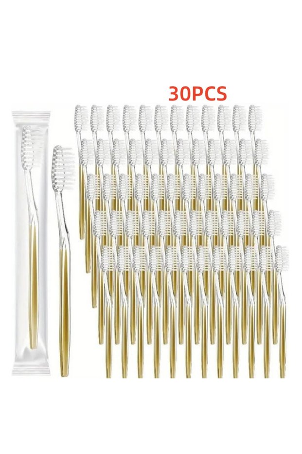 30Pcs 30 Individually Packaged Disposable Travel Toothbrushes, Soft Bristles, Toiletries for Adults