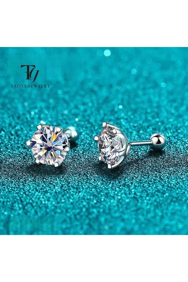 0.2ct 3.5mm TY 0.3-2CT Moissanite Earrings 925 Sterling Silver Round Cut Stud Earrings Piercing Earr
