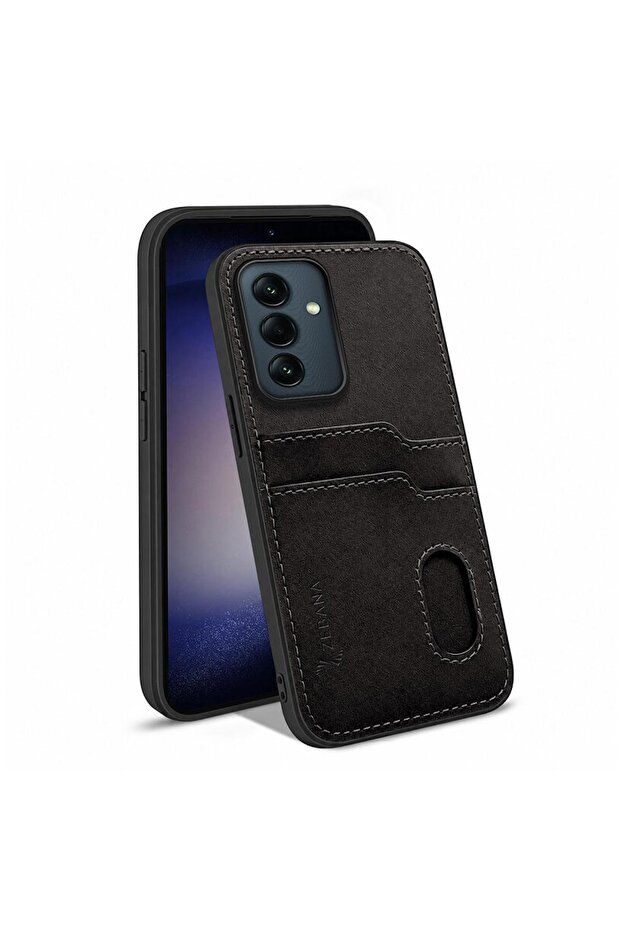 Samsung Galaxy A34 Compatible Case Luxury Leather Case with Card Holder Black