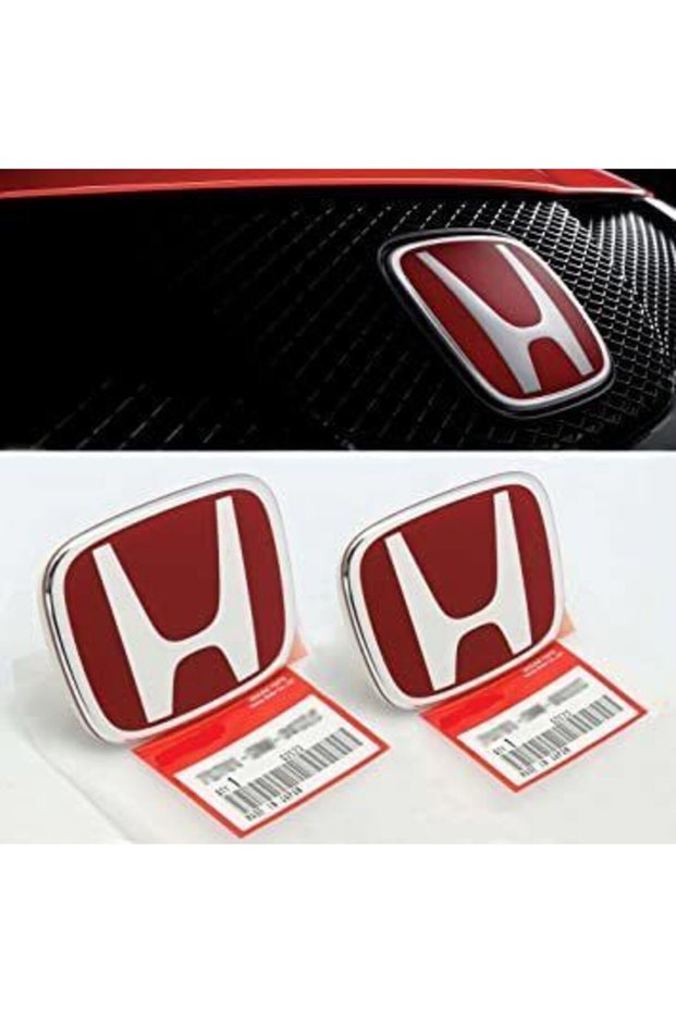 Honda Civic Compatible Window Shutter and Trunk Logo Emblem Red Set of 2 1992 / 2001