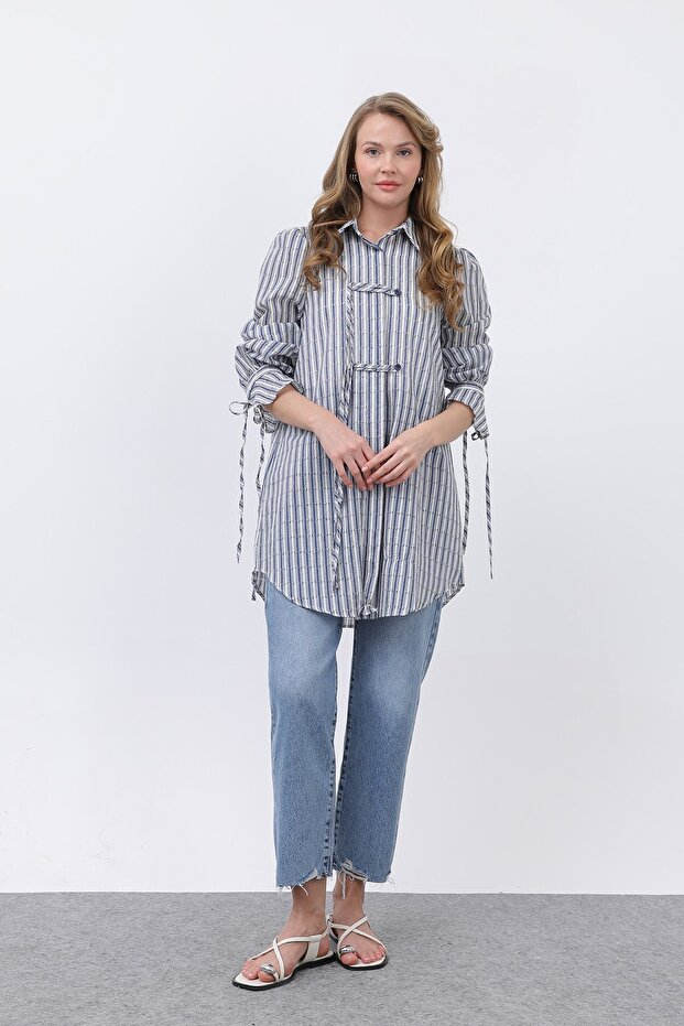 Women's Button-Front Shirt - 10680Gml Navy Blue