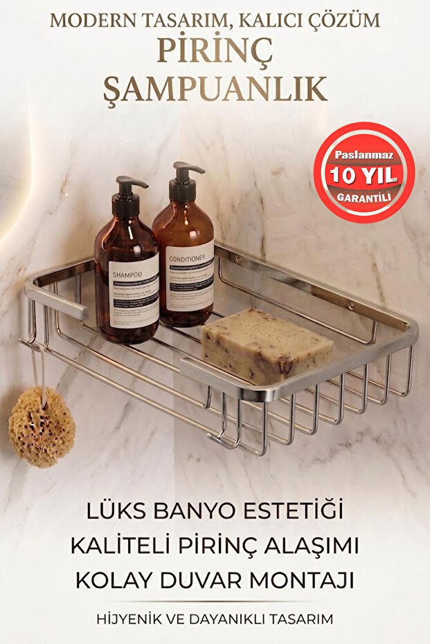 Stainless Brass Taci 22X15 cm Shampoo Holder Bathroom Shelf - Chrome Color