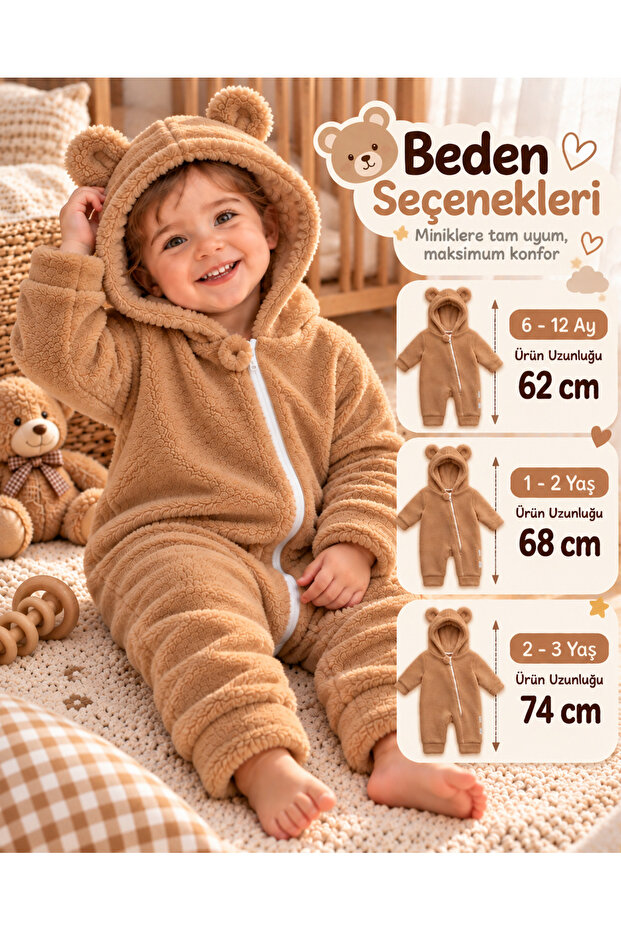 Winter Welsoft Baby Romper – Adorable Zippered Warm Baby Sleeping Bag with Hooded Teddy Bear Ears, Swaddle and Outerwear