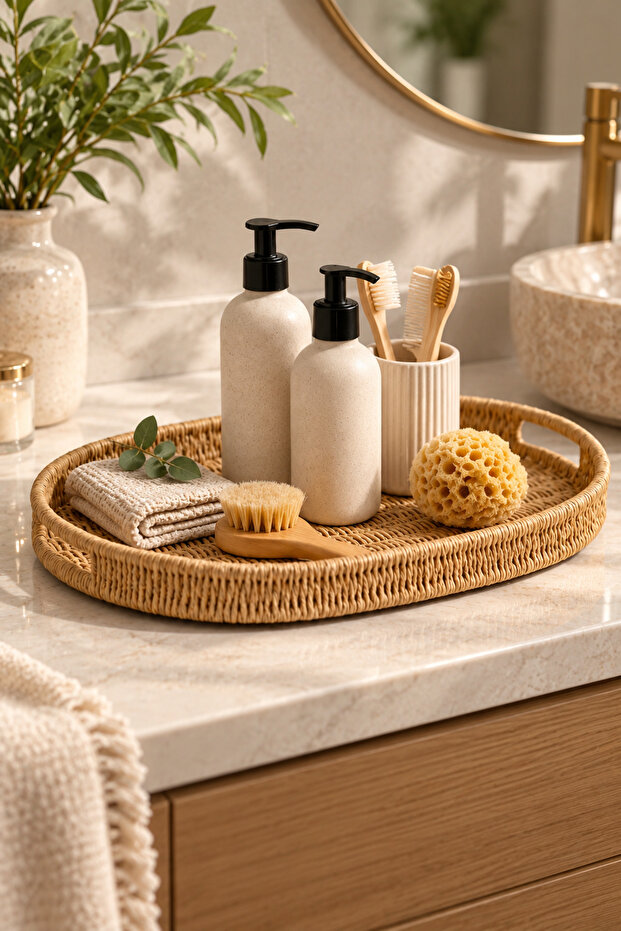 Only Medium Size Oval Wicker Tray Serving Presentation Tray Organizer Organizer 35*25cm