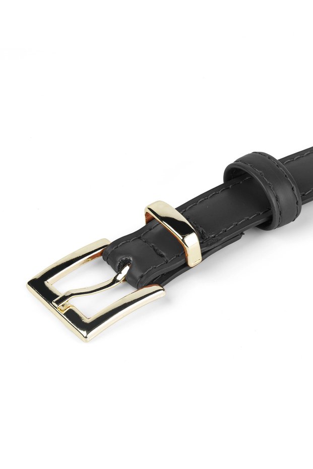 Women's Thin Square Gold Buckle Belt - Basic Trouser Skirt Belt
