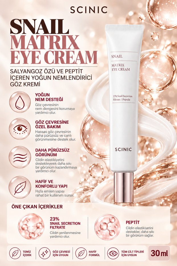 Snail Matrix Eye Cream Intensive Moisturizing Eye Cream Containing Snail Extract and Peptides 30ml