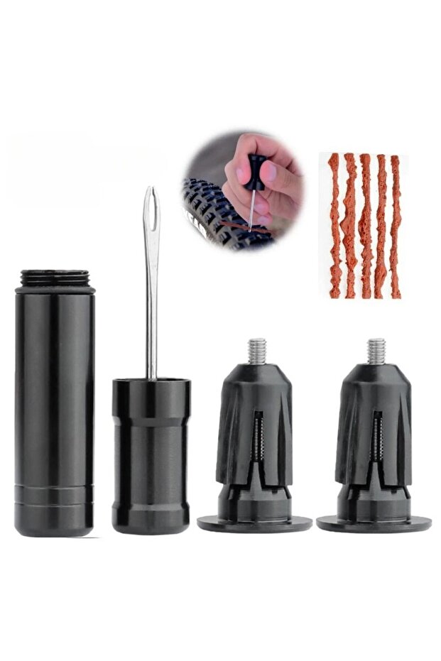 Black Original Tubeless Bicycle Repair Tool Tire Repair Tool Drill Puncture for Urgent Glue Free Rep