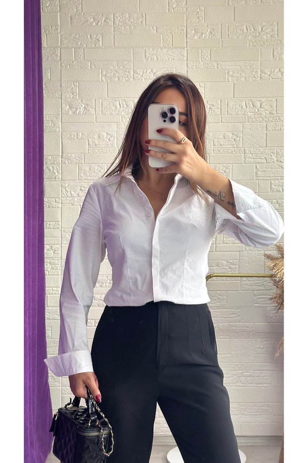 Düz Beyaz Renk Basic Poplin Gömlek