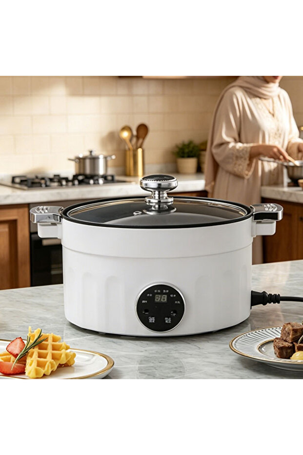 28cm Multi-Function Electric Hot Pot with Glass Lid