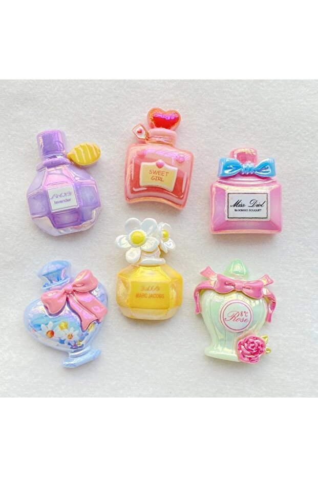 6pcs mix 6Pcs New Cute Resin Cartoon Perfume Bottle Series Flat Back Scrapbooking DIY Jewelry Craft