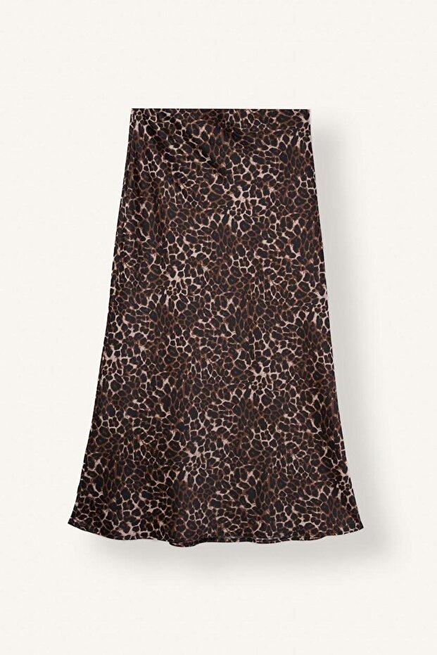 A-Line Leopard Patterned Satin Maxi Skirt (26 Au)