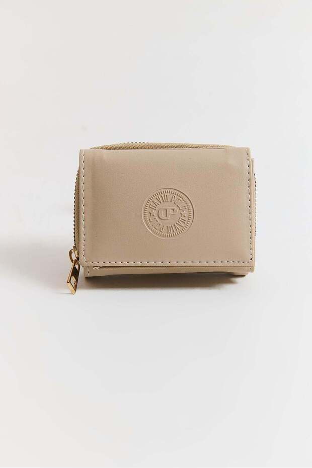 Mink Faux Leather Textured Sports Model Multi-Compartment Zippered and Magnetic Mini Wallet