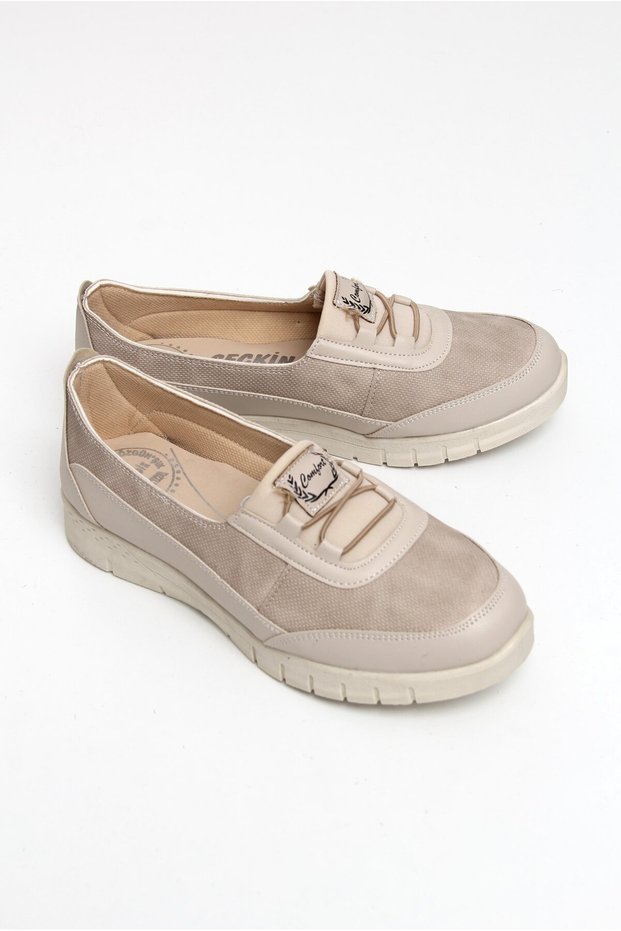 Mink Textured Flexible Lace-Up Orthopedic Sole Daily Comfortable Walking Shoes