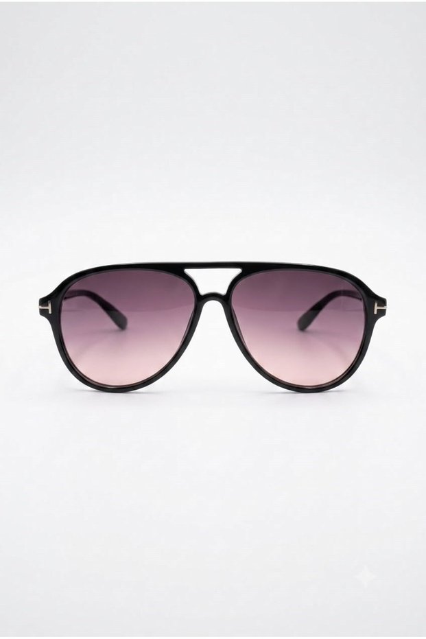 Black Smoked Glass Drop Model Metal Detailed Classic Form Casual Sunglasses