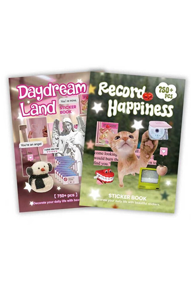 Record Happiness Random Cover 750+ Pcs Record Happiness Series Sticker Book for Adults, Phrase Anima