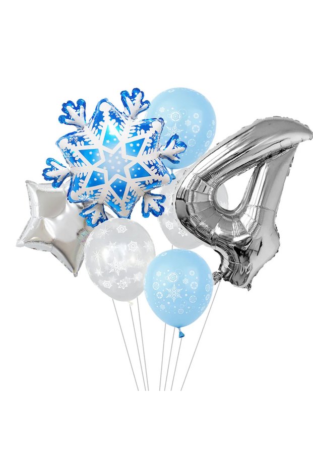 NUMBER 32inch Snowflake 7pcs 4 7Pcs Snowflake 32 inch Number 1-9 Foil Balloon Set Winter Snowflake F