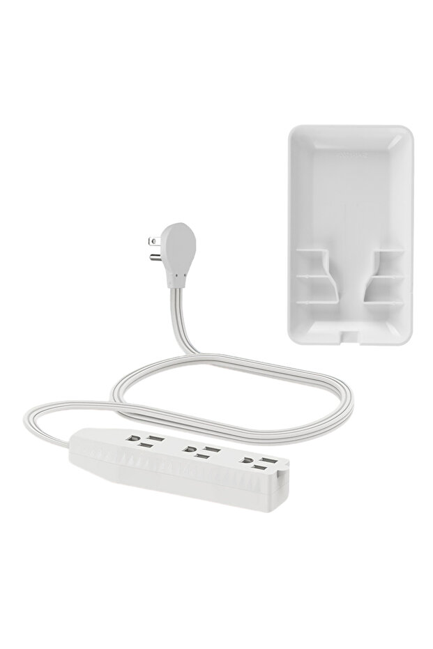 1pc 3 FT Extension Cord Power Strip with 3 AC Outlet 3 Prong Plug Extender, Cover Plate, Wire Splitt