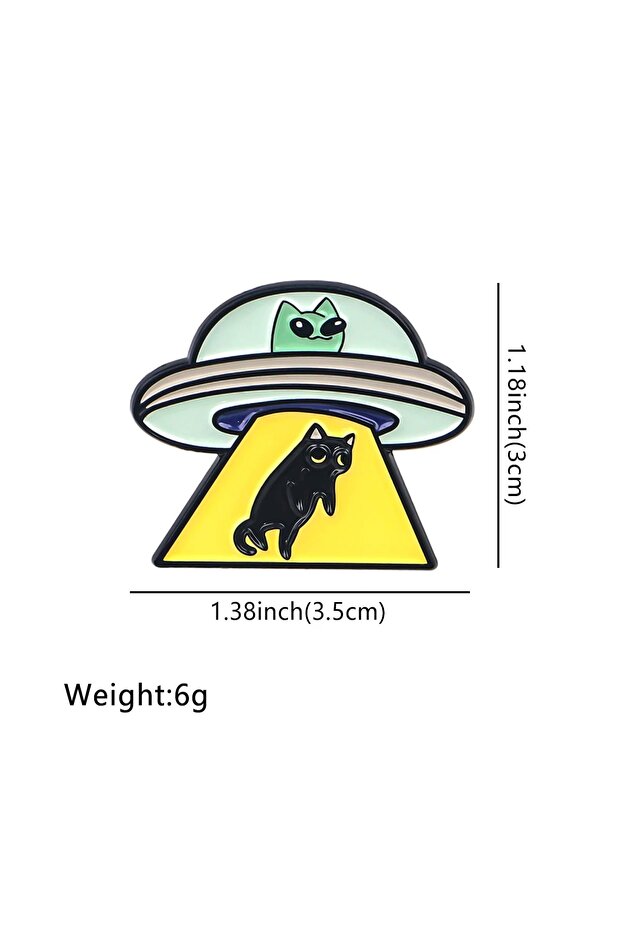one size UFO Alien Enamel Pin Black Cat Badges on Backpack Brooches for Women Men Lapel Pins Cosplay