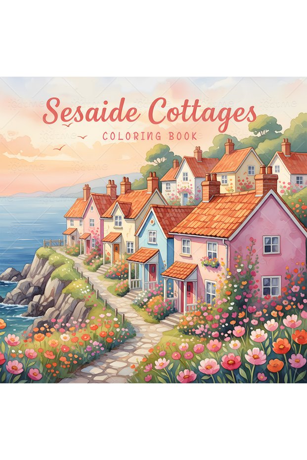 20x20cm 24pages Seaside Cottages Adult Coloring Book Bold Easy Pattern Educational Stress Relief Rel