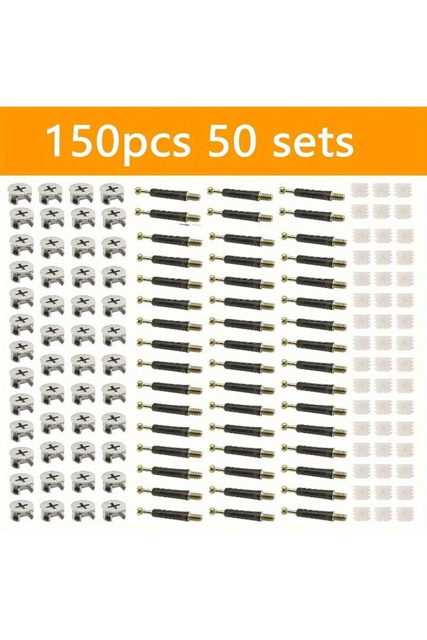 Other 150pcs Quick Mount 3-in-1 Furniture Fastener Set - Detachable, Smooth Finish Industrial Hardwa