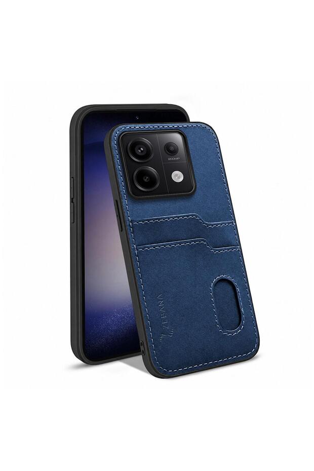 Xiaomi Redmi Note 13 Pro 4g Compatible Case Zebana Luxury Leather Case with Card Holder Navy Blue
