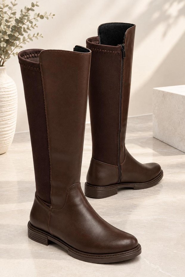Fabric Knee-High Boots