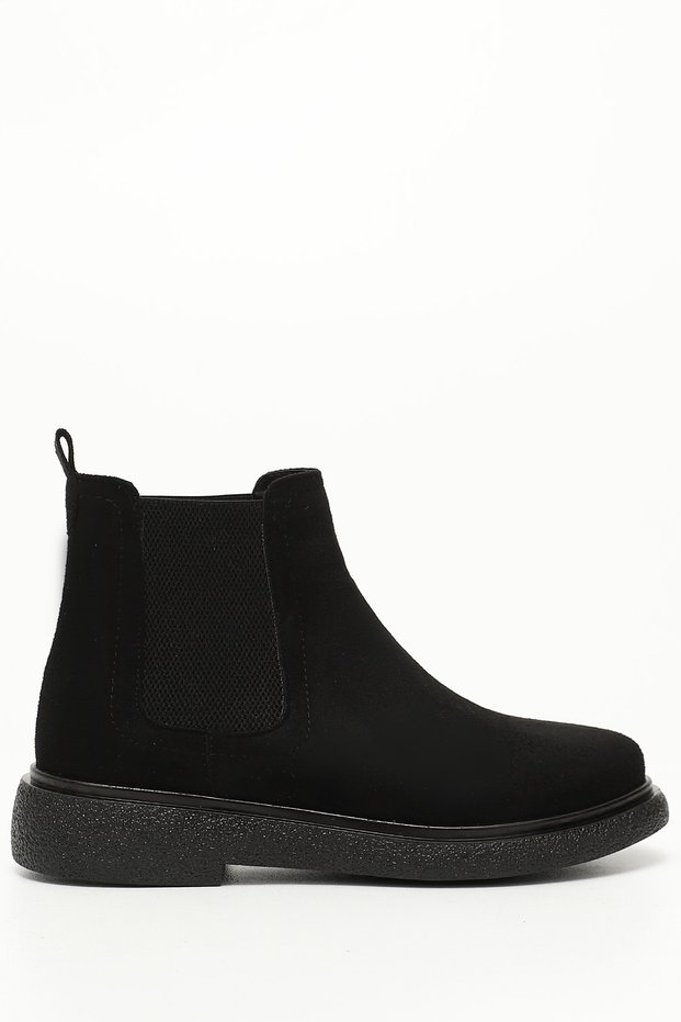 Black Suede Round Toe Women's Daily Chelsea Boots 35532