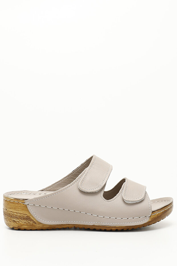 Cream Gön Genuine Padding Sole Leather Women's Slippers 42432