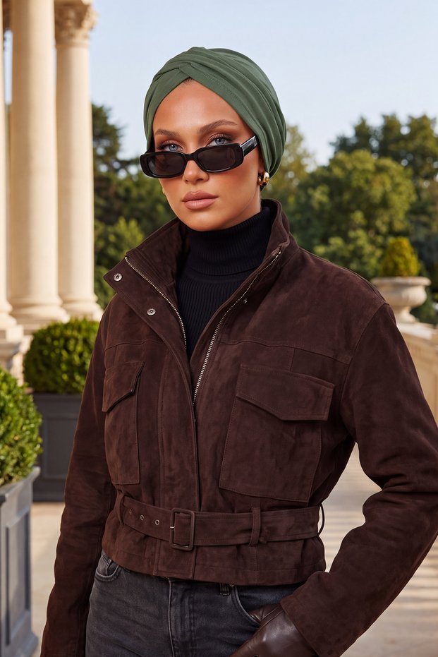 Winter Hijab Bonnet, B-9O, Khaki