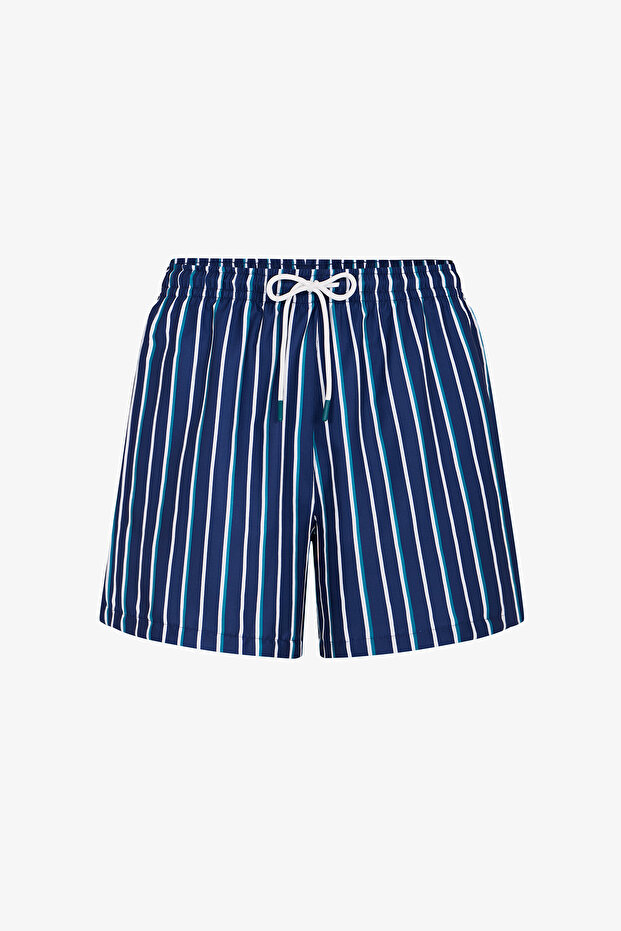 Men's Blue Retro Striped Swim Shorts