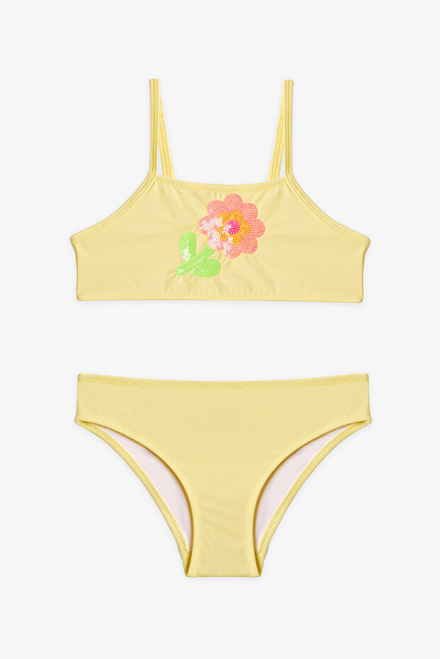 Girl's Yellow Sequin Halter Bikini Set