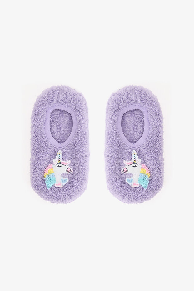 Lilac Girl's Unicorn Patterned Non-Slip Sole Home Slippers