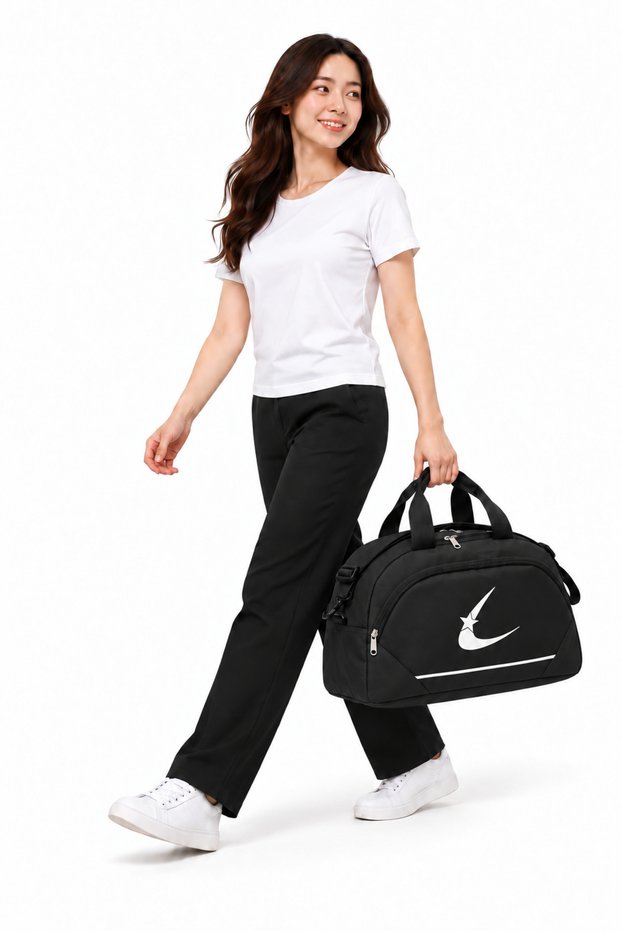 Two-Compartment Long Strap Large Black Unisex Travel Fitness and Sports Bag