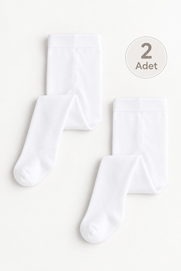 2 Pieces Baby Pantyhose Cotton Soft - Ecru