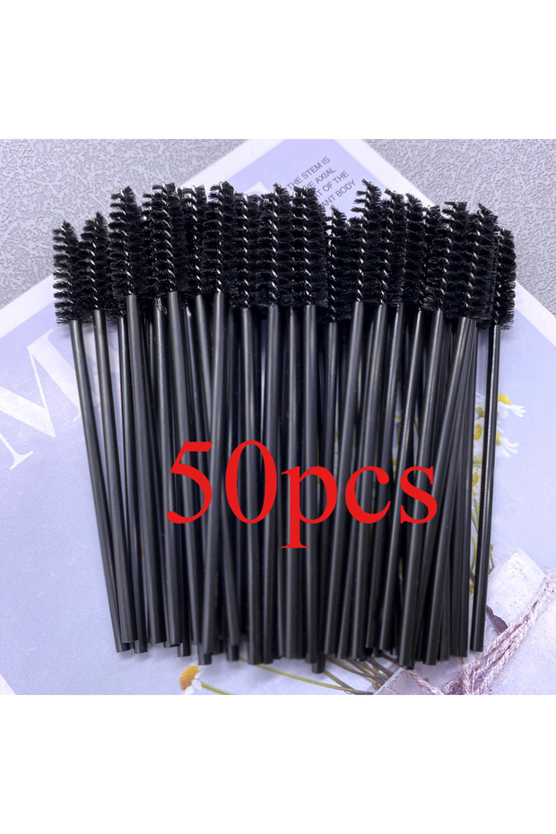 50pcs Black 50Pcs Disposable Micro Eyelash Brush Mascara Wands Applicator Spoolers Eyebrow Comb Brus