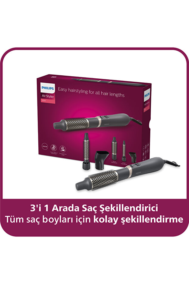 3000 Serisi 3'ü 1 Arada Saç Şekillendirici, Seramik Argan Yağı Katkılı Plakalar, BHA301/00