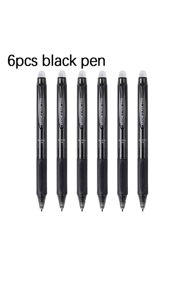 6pcs black pen 6pcs/set Retractable Erasable Gel Pen 0.5mm Multicolor Ink Magic Gel Pens Washable Ha