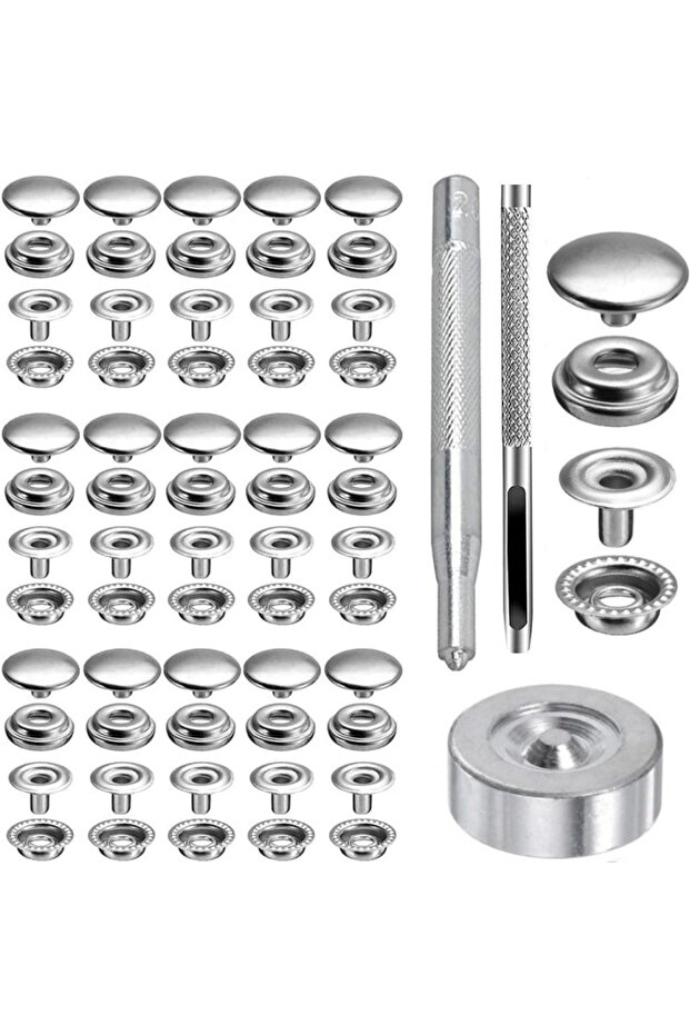 15mm 100pcs Stainless Steel Canvas Snap Fastener Kit With Tools Snap Fastener, Used For Boat Cover,