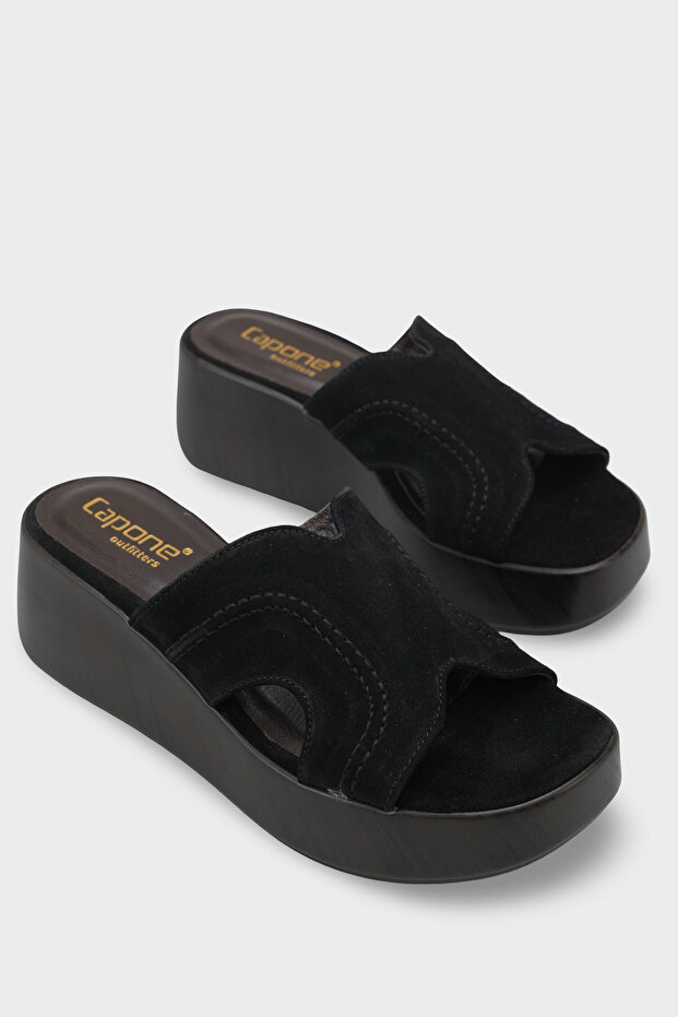 Genuine Leather Suede Wedge Heeled Women's Sandals