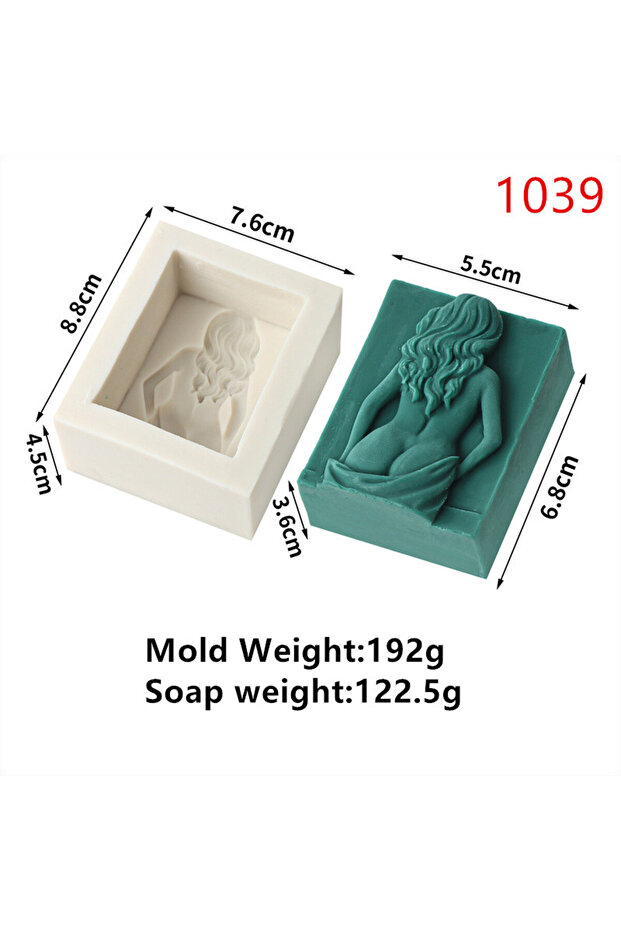 1039 3D Mermaid Silicone Soap Mold DIY Ocean Goddess Candle Resin Making Geometry Square Chocolate M