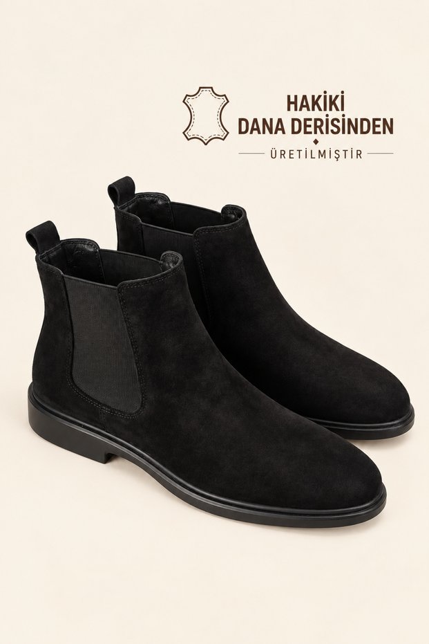 Men's Black Genuine Suede Chelsea Boots – Magenda