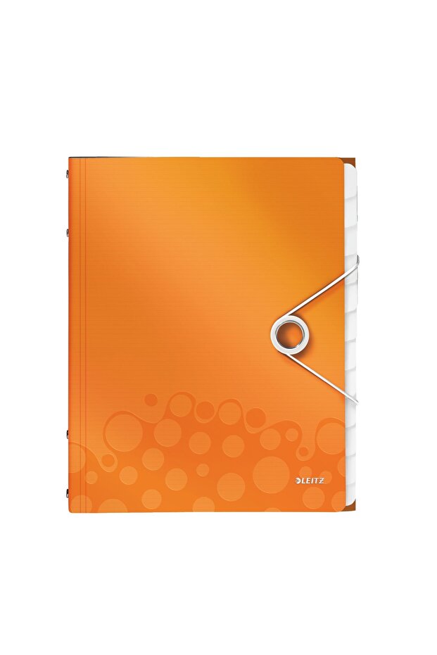 Plastic map with 12 compartments, metallic orange, WOW