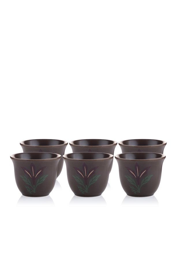 Brown Palm Pattern Coffee Cups Set from Malath
