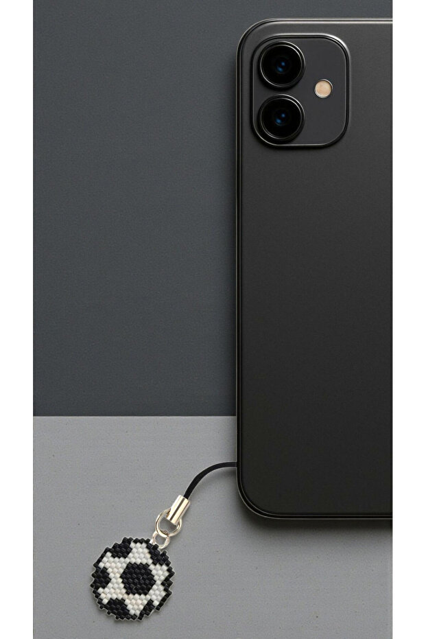 Miyuki Beads Handmade Football Phone Charm - Charm